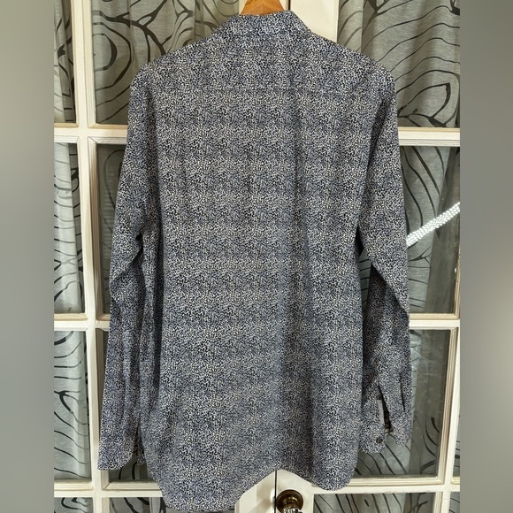 Ted Baker XL EU5 Blue White Printed Button Down Long Sleeve Dress Shirt - Picture 8 of 9